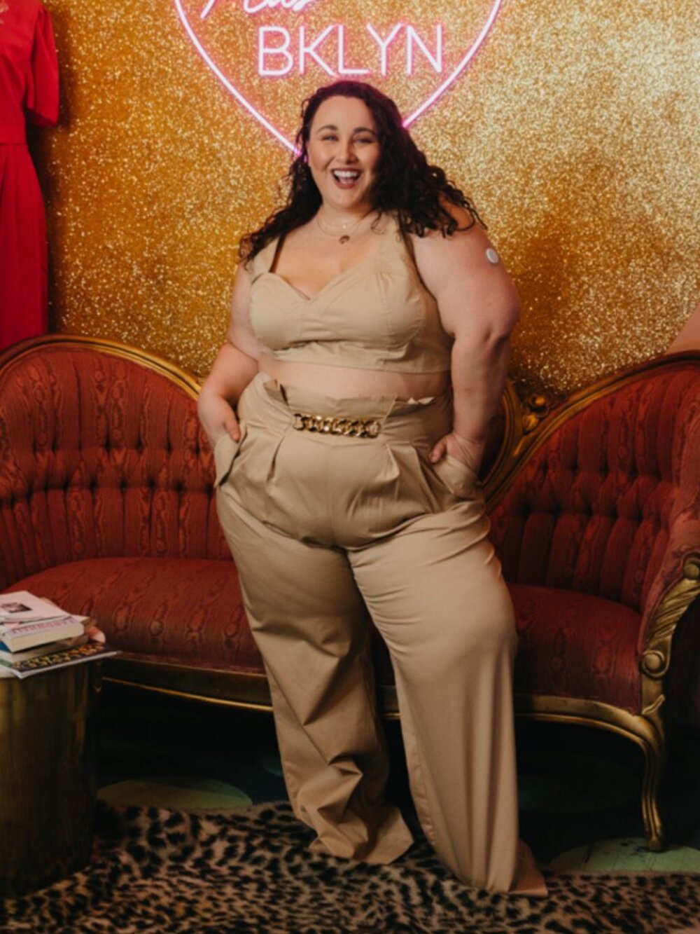 Fashion to Figure Khaki Colored 2 Piece Set with Gold Hardware NWT - Picture 2 of 2